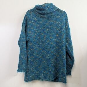 Vintage Carol Little Turquoise Blue Mohair Sweater With Cowl Neck Oversized M